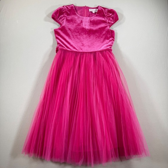 Biscotti Collezioni Other - Biscotti Collezioni Girls Hot Pink Velvet Tulle Formal Party Dress Size 10